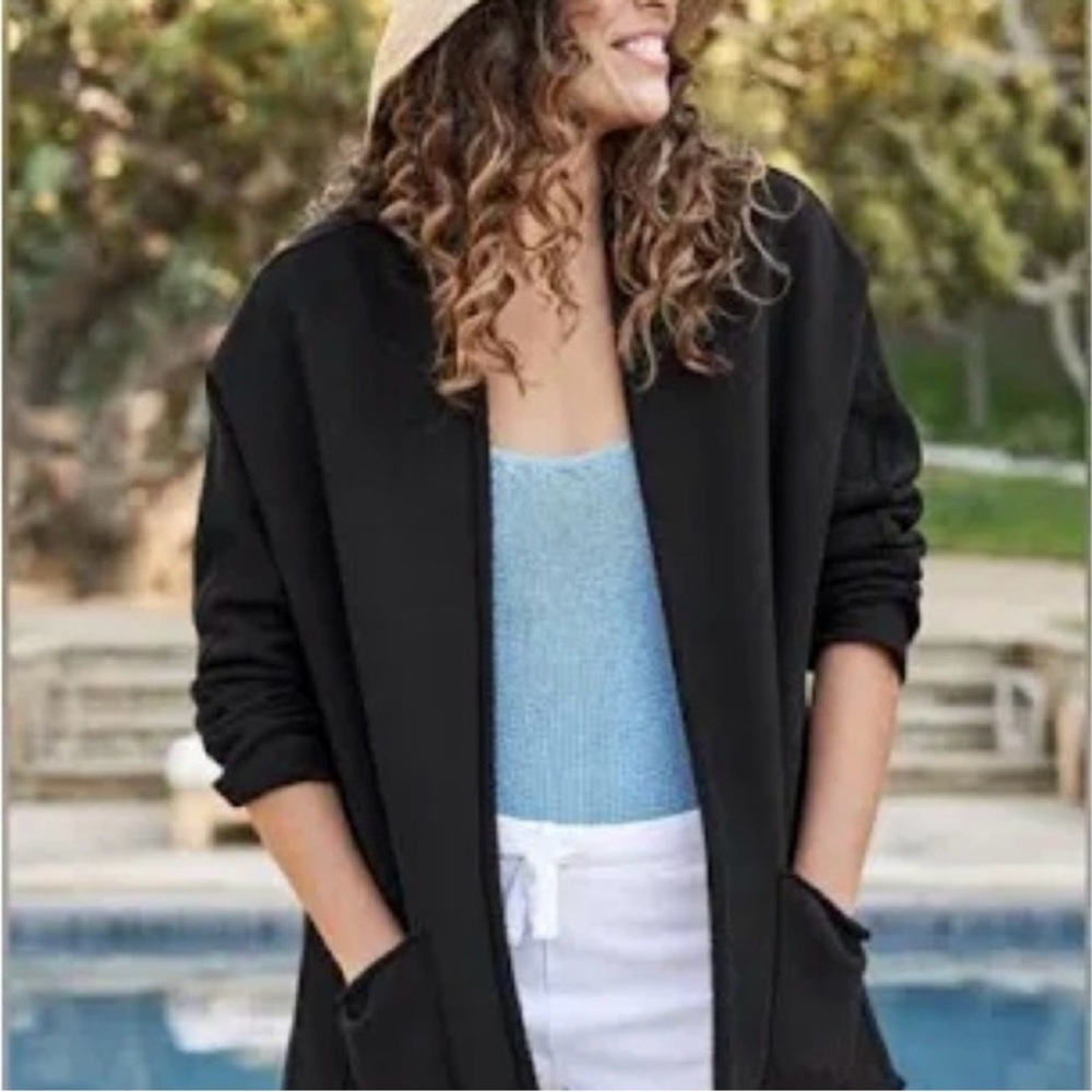 Frank & Eileen Black Open-Front Long Cardigan - Picture 2 of 7